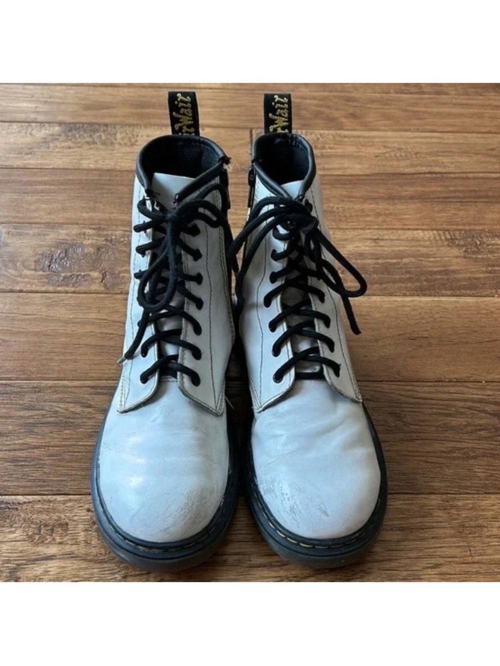 Dr. Martens Docs 1460 8 Eye Lace Up Boots White Leather Inside Zip Womens Size 6 - Picture 6 of 11